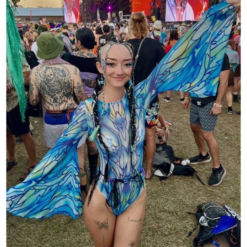 Moon Flower Mesh Bare SzSm(fits Like XS) Festival Rave Butterfly Psychedelic
